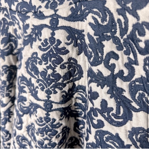 Mystic Cream Navy Textured Jacquard Fit And Flare Sleeveless Dress M - Picture 10 of 16